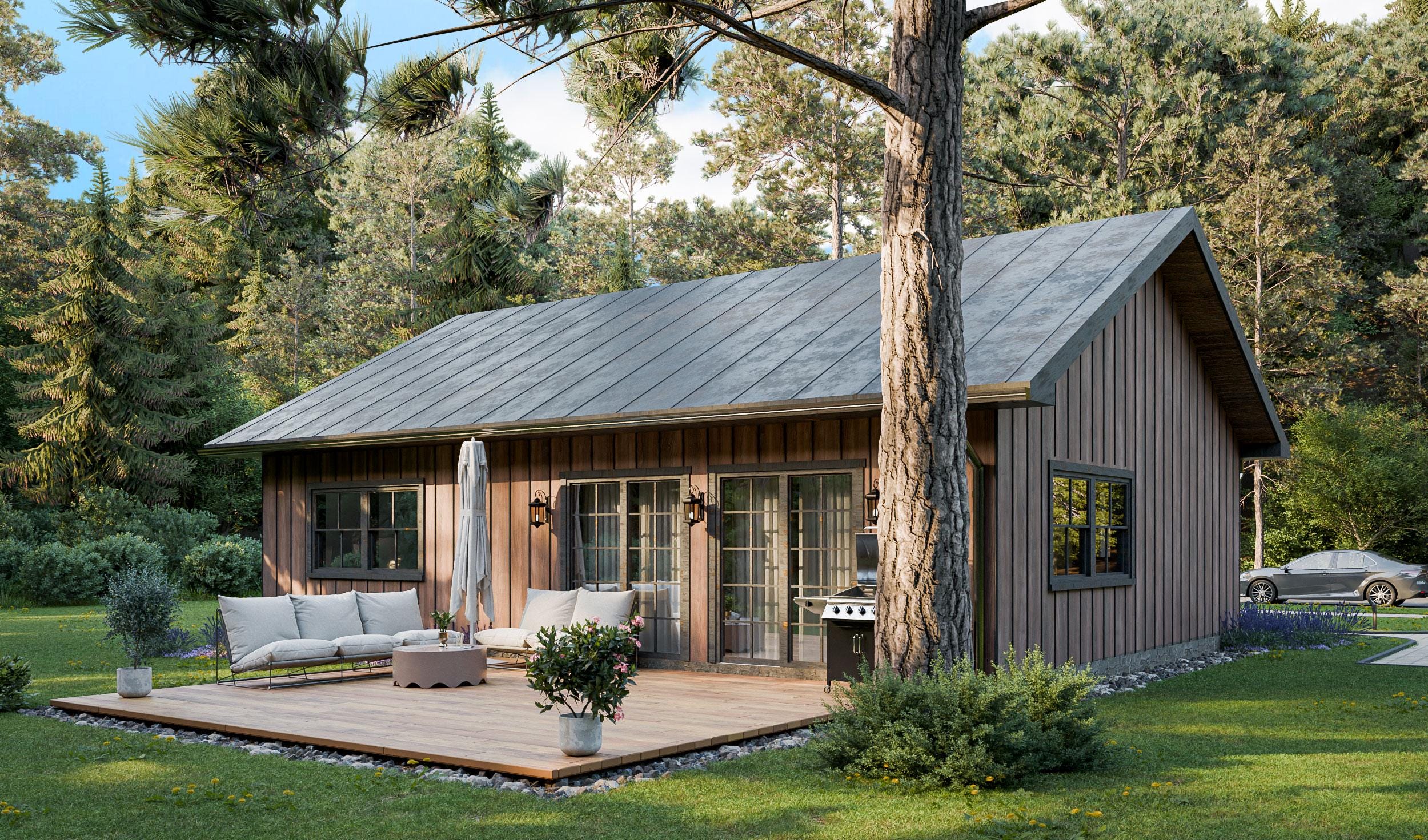 22x39 House Plans 2 Bedroom 750 Sq Ft One Story Small Home With Porch ...
