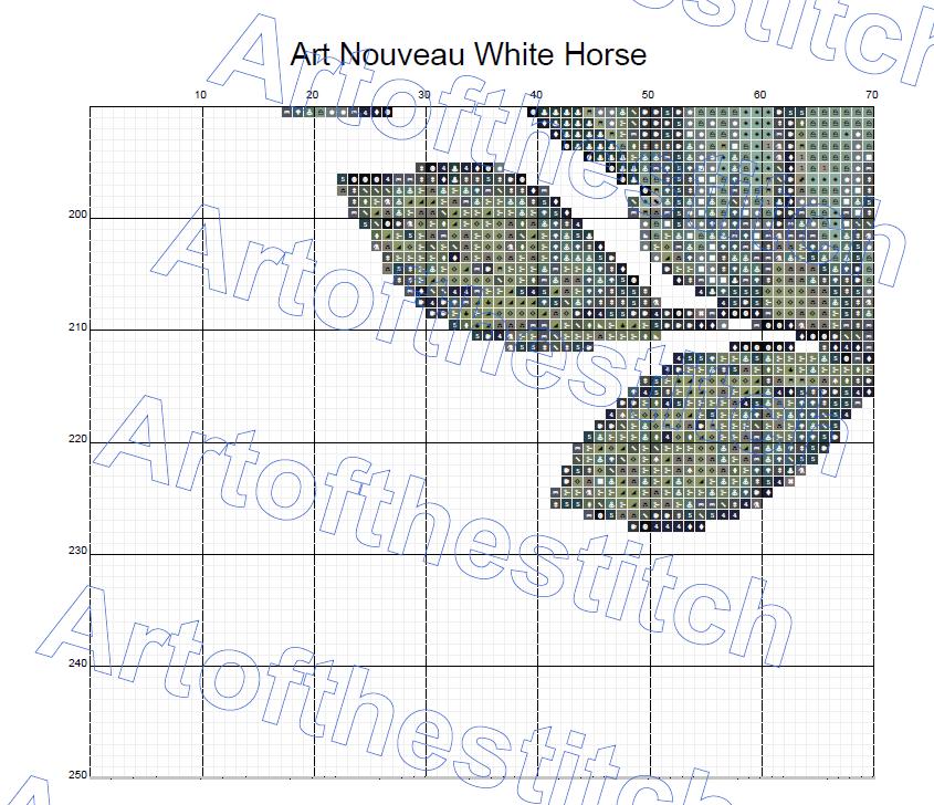 White Horse Cross Stitch Pattern - Art Nouveau PDF Design - Embroidery ...