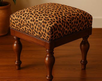 Leopard Print Polsterbank: Handgemachte Boho Akzent Möbel