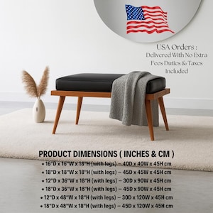 Banco de cuero burdeos de mediados de siglo, hecho a mano: detalle de madera para la entrada imagen 3