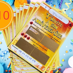 Cartes d’invitation pour anniversaire à gratter style Pokémon