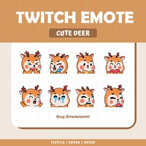 8 x Cute Deer Twitch Emotes Pack | Perfect for Streaming | Funny and Kawaii Emotes