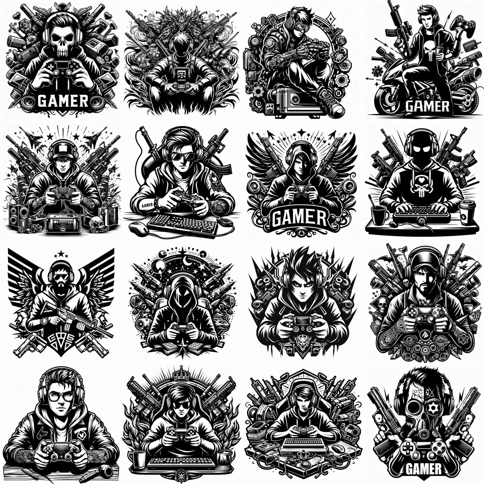 Gamer Tribal Engraving SVG Bundle | 130 Gaming Designs (digital Files ...