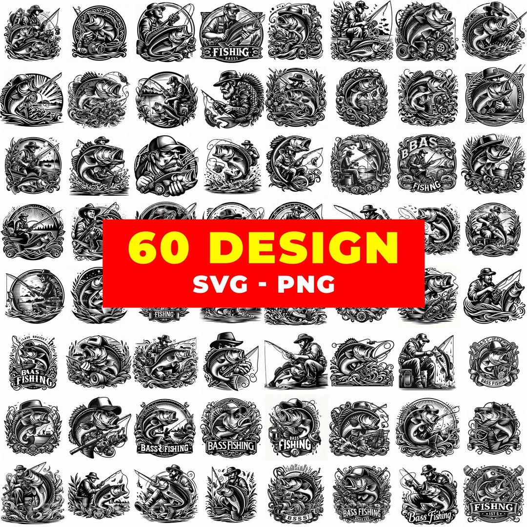 Bass Fishing SVG Bundle | Vintage Angler Graphics (digital Download) - Etsy