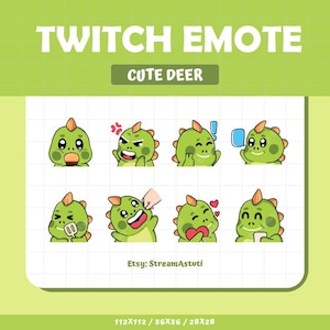 8 x Cute Dino Twitch Emotes Pack | Perfect for Streaming | Funny and Kawaii Emotes