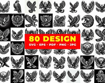 Adler SVG Bundle: Tribal Gravur Designs für Laserschneiden, Cricut (Digitaler Download)