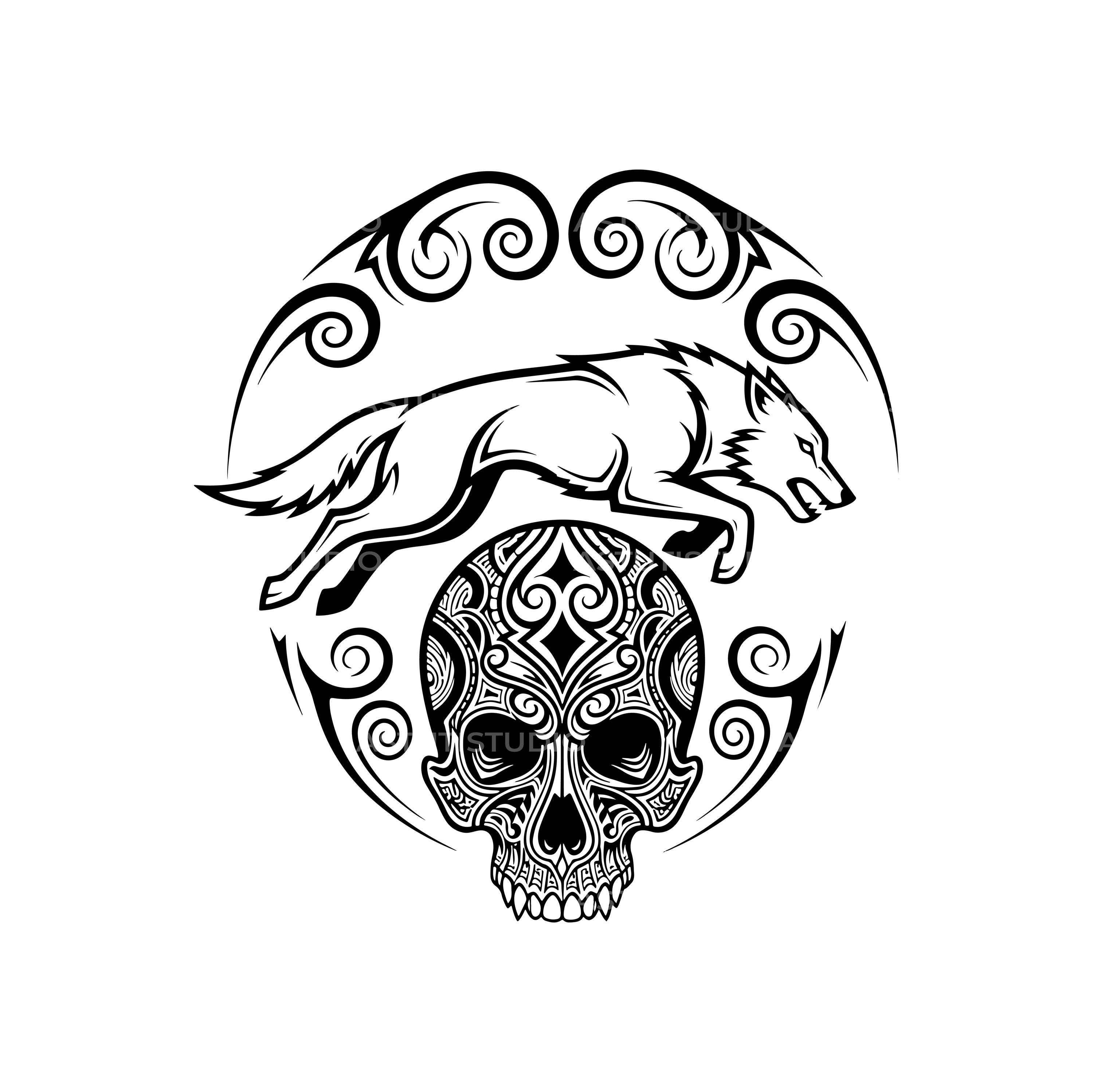 Wolf Skull Tribal SVG Bundle: Laser Cut, Cricut, CNC Designs - Etsy Israel, image size:3000x2998