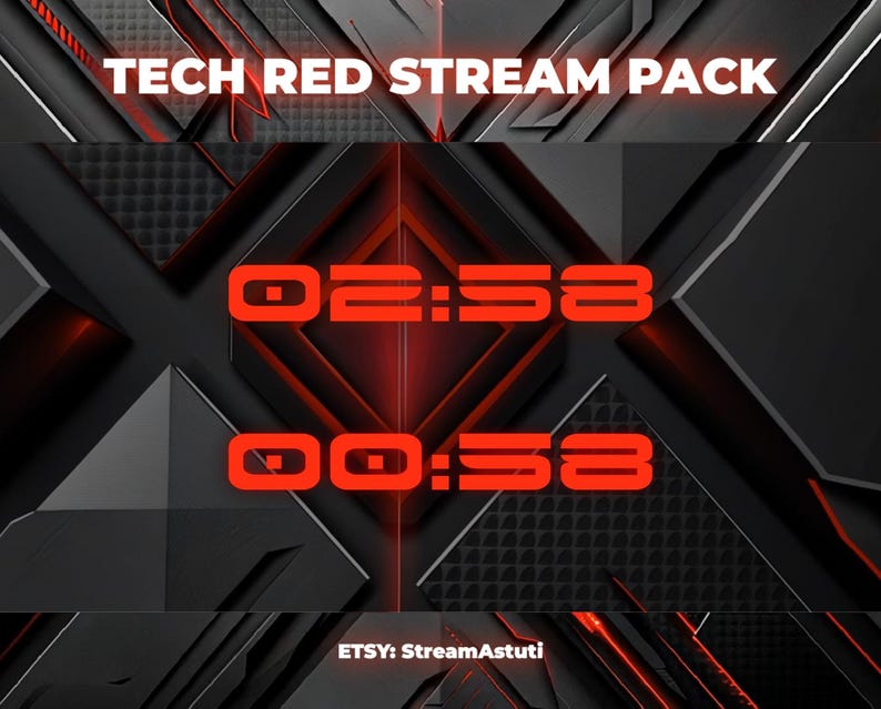 Tech Red Animated Stream Overlay Pack: Twitch, Kick, Youtube - Etsy