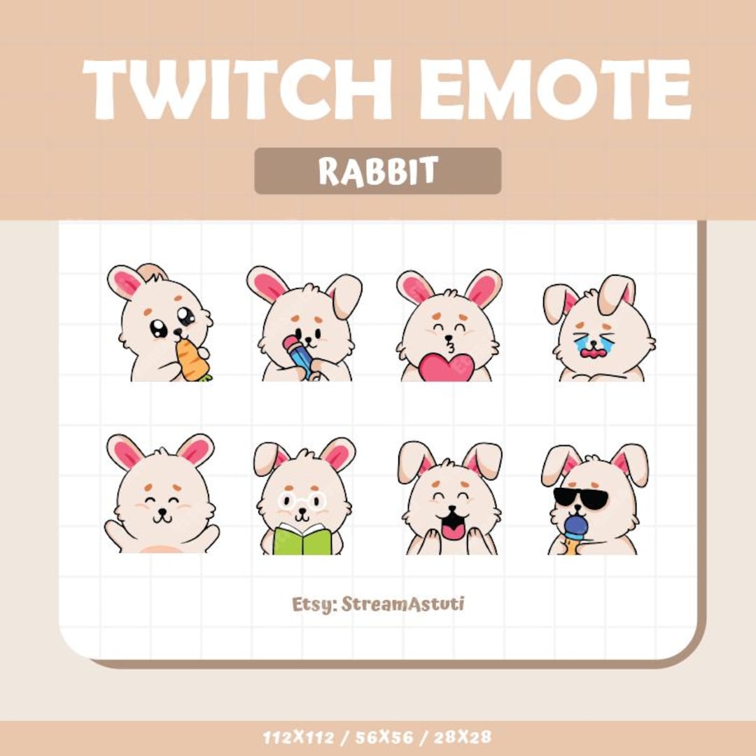 Wicked Rabbit Emotes Kawaii Rabbit Twitch Emotes | Funny Chibi Stream Designs (digital ...