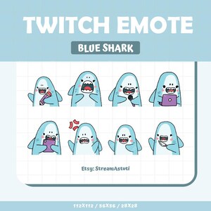 8 x Cute Shark Twitch Emotes Pack | Perfect for Streaming | Funny and Kawaii Emotes