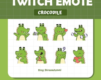 Crocodile Twitch Emotes | Kawaii Chibi Designs (Digital Download)
