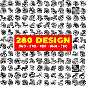 Horse Engraving SVG Bundle: Tribal Laser Cut Designs (280 Files)