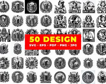 Beer Tribal Engraving SVG Bundle: Vintage Pub & Bar Designs (Digital Download)