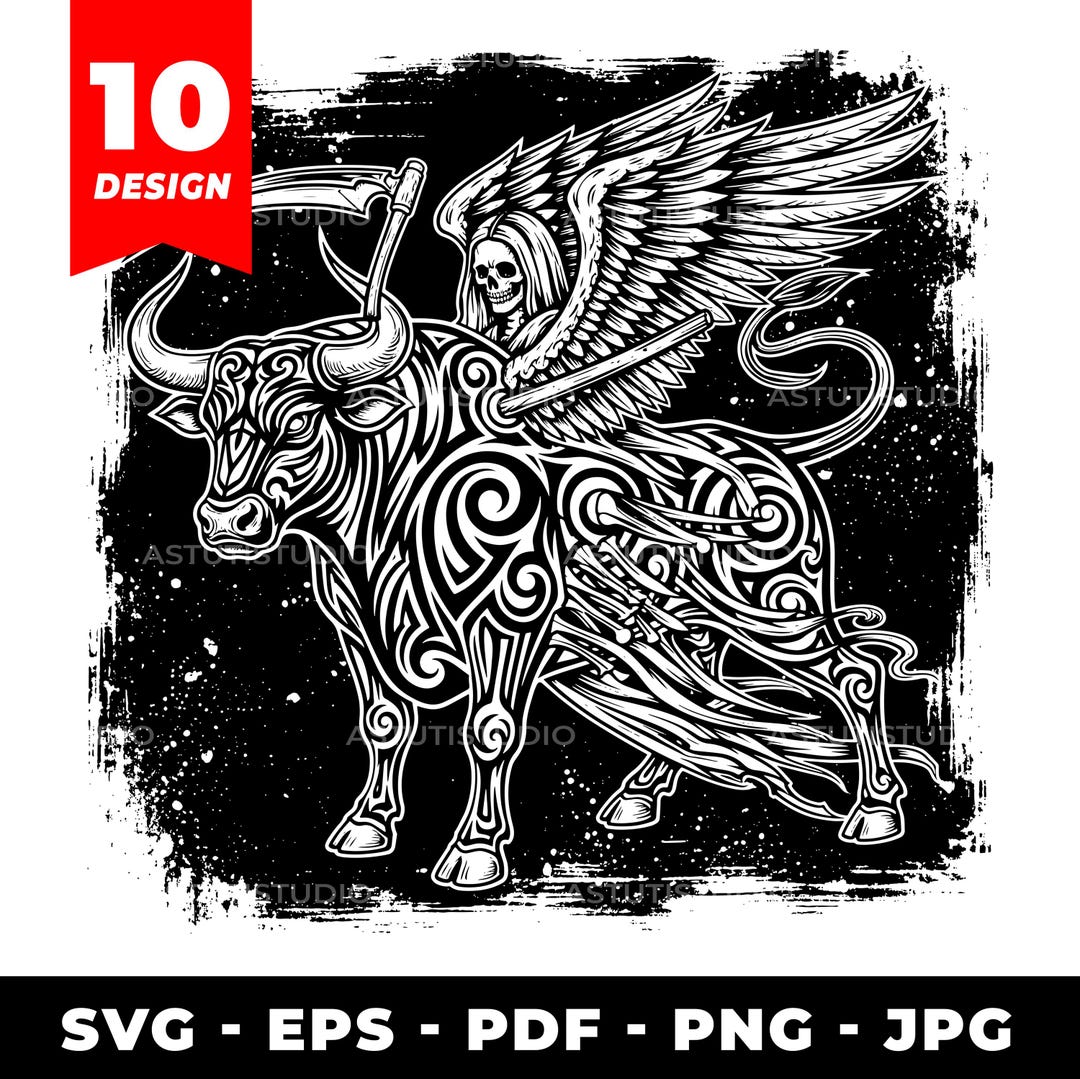 Death Rider Tribal Bull SVG Bundle | Gothic Laser Cut Files - Etsy