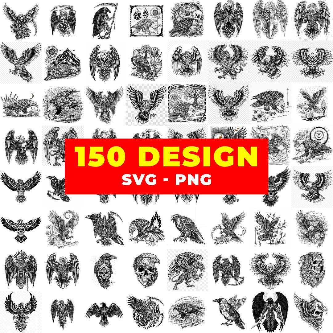 150 Tattoo Style Bird SVG Bundle | Eagle, Hawk, Raven (PNG, Cricut) - Etsy