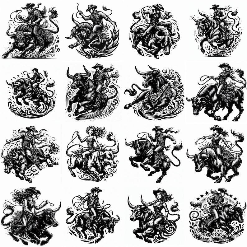 Bull Riding Rope Vector Image 90 Bull Rider SVG Bundle | Western Rodeo Clipart (digital Download) - Etsy