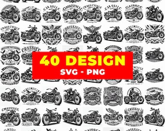 Vintage Motorcycle SVG Bundle | 40 Chopper & Biker Designs (Digital Download)