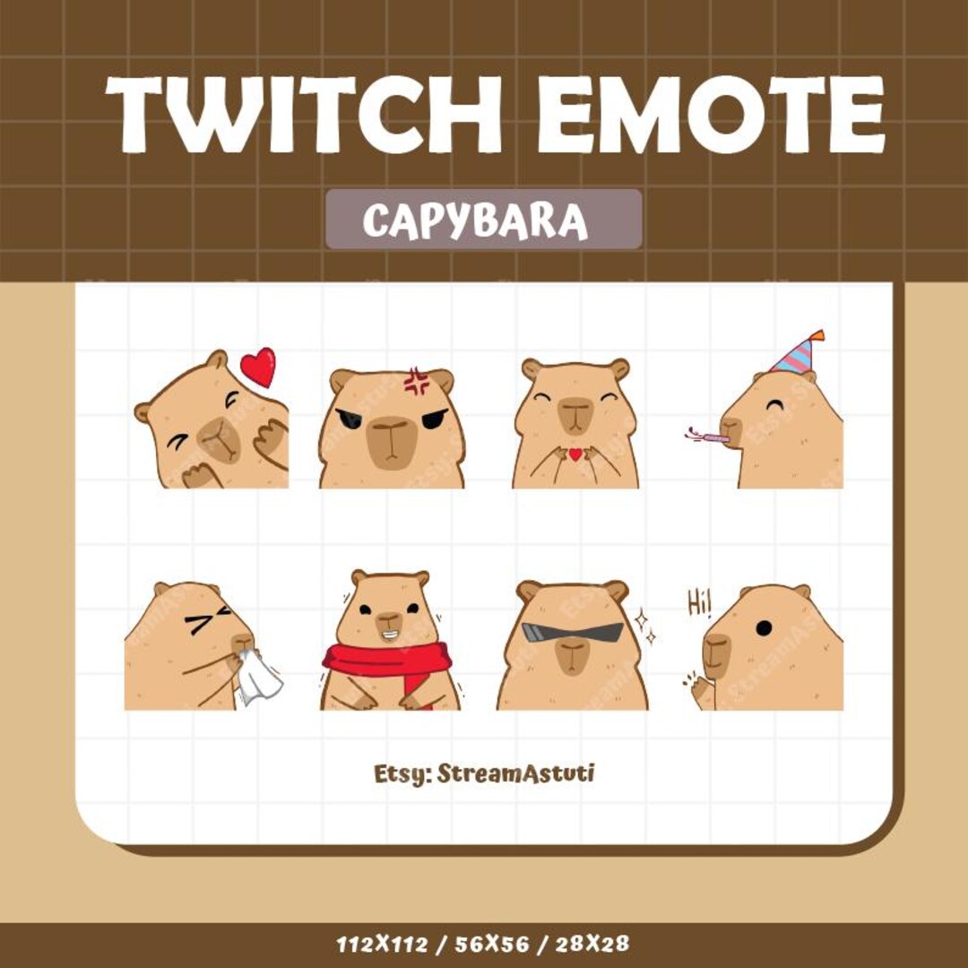 Pacote de Emotes Capivara para Twitch | Pacote de Streamers Chibi ...