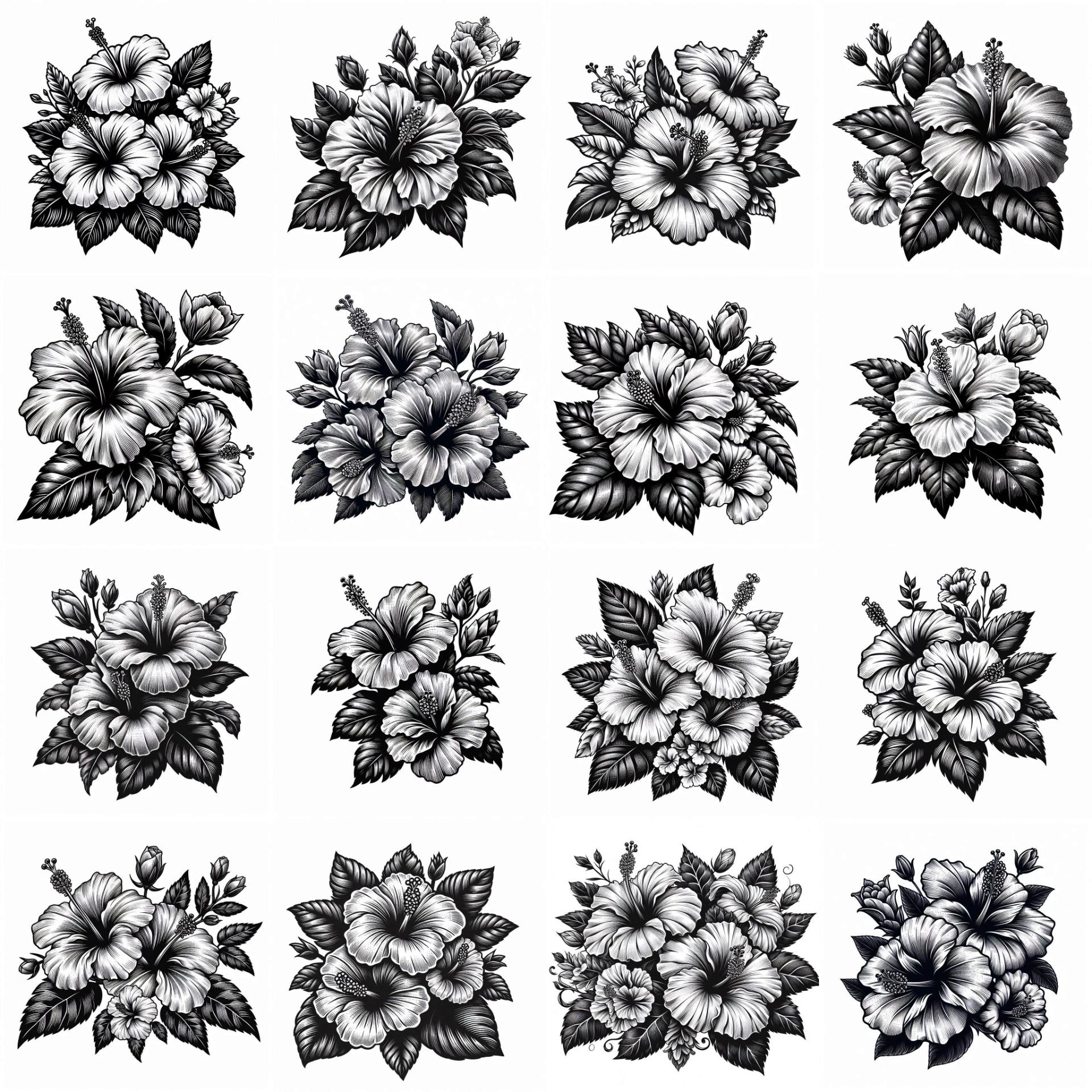 140 Hibiscus Flower SVG PNG Bundle | Tropical Floral Vintage Engraving ...