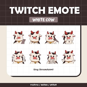 8 x Cute Cow Twitch Emotes Pack | Perfect for Streaming | Funny and Kawaii Emotes