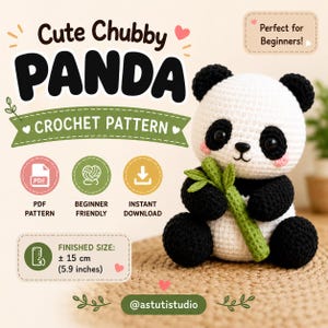 Padrão de crochê de panda gordinho | Brinquedo amigurumi para iniciantes (Download em PDF)