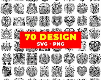 Skeleton Love SVG Bundle | Gothic Skull Couple Clipart (Digital Download)