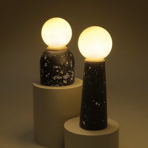 Contemporary Terrazzo Table Lamp with Opal Glass, Artisan Bedside Light, Minimalist Living Room Accent, Mid-Century and Neoclassical Gifting