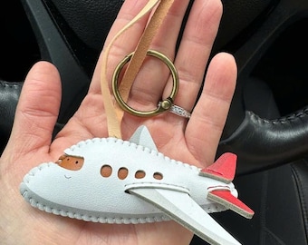 Travel Collection Bag Charm, Airplane Keychain Accessory & Luggage Bag Travel Charm, Microfiber Vegan Bag Charm, Gift for Airplane Lovers