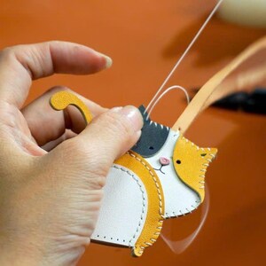 Cat Collection Bag Charms, Unique Vegan Microfiber Leather Bag Charm, Lovely Cat Lover's Purse Charm, KeyChain Gift image 3