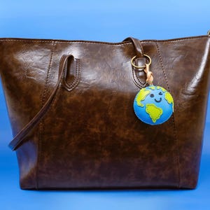 Astronomical Earth - Sun Bag Charm – Vegan Leather Keychain, Celestial Gift for Her, Backpack or Car Charm
