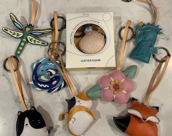 Gift of Art Collection Bag Charm, Unique Keychains Gift, Microfiber Vegan Leather Bag Charm, Purse Keychain Bag Charm, Gift for Her,