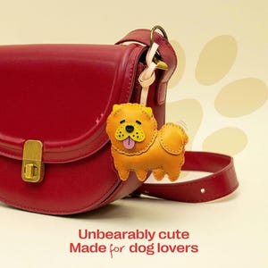 Chouchou Taschenanhänger - Handgefertigter Schlüsselanhänger aus veganem Leder, süßes Hunde Accessoire, einzigartiges Geschenk für Taschenliebhaber