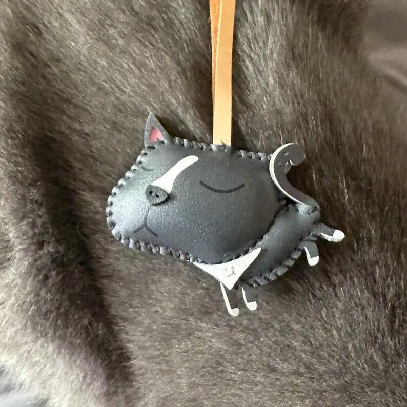 Cat Collection Bag Charms, Unique Vegan Microfiber Leather Bag Charm, Lovely Cat Lover's Purse Charm, KeyChain Gift image 5