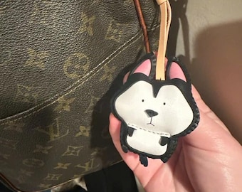 Husky Dog Keychain, Cute Puppy Bag Charm, Personalized Dog Bag Charm, Pet Handbag Charm, Unique Vegan Keychain for Dog Lovers