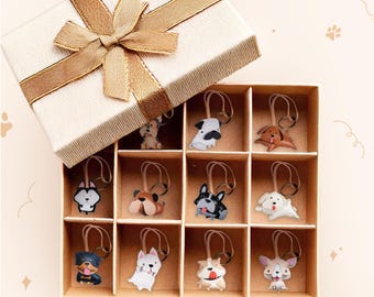 Elegant Dog Collection Bag Charm, Custom Dog Keychain, Cute Puppy Keychain, Handbag Charm, Unique Vegan Keychain for Dog Lovers,