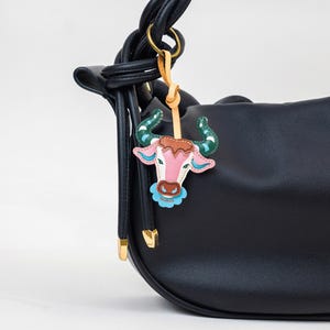 Zodiac Purse Charm, Zodiac Signs Bag Charm, Key Chain Charm Car, Microfiber Vegan Handbag Charm, Unique Gift, Handcrafted Charm