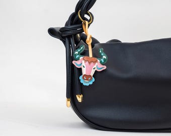 Colgante para bolso con signos del zodiaco, colgante para bolso con signos del zodiaco, colgante para llavero de coche, colgante vegano de microfibra para bolso, regalo único, colgante hecho a mano