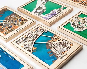 West US Wooden Wall Art – Epoxy Resin Travel Map – Where We Met Gift – Rustic Home Décor – Wedding or Anniversary Wall Hanging