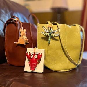 Unique Handmade Vegan Leather Purse Charm – One-of-a-Kind Keychain & Bag Accessory