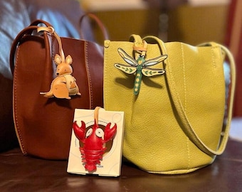Unique Handmade Vegan Leather Purse Charm – One-of-a-Kind Keychain & Bag Accessory