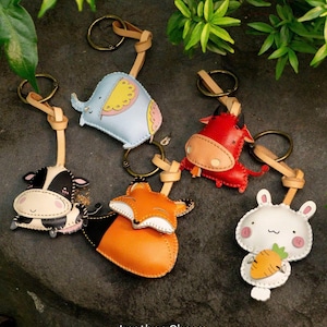 Vegan Leather Animal Bag Charm – Microfiber Purse Charm, Cute Keychain Gift for Her, Unique Handbag Accessory