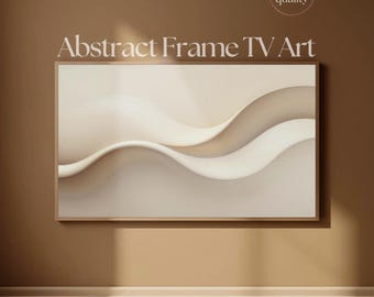 Samsung Frame TV用抽象フレームテレビアートニュートラルウェーブミニマルペインティング4K