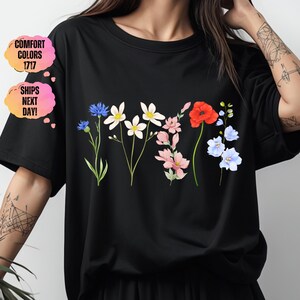 Wildflower Cottagecore Comfort Colors Shirt: Vintage Floral Tee