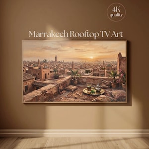 Konst med ram-TV i Marrakechs tak | Målning med myntate och gyllene timmen | Digital nedladdning av Samsungs ram-TV