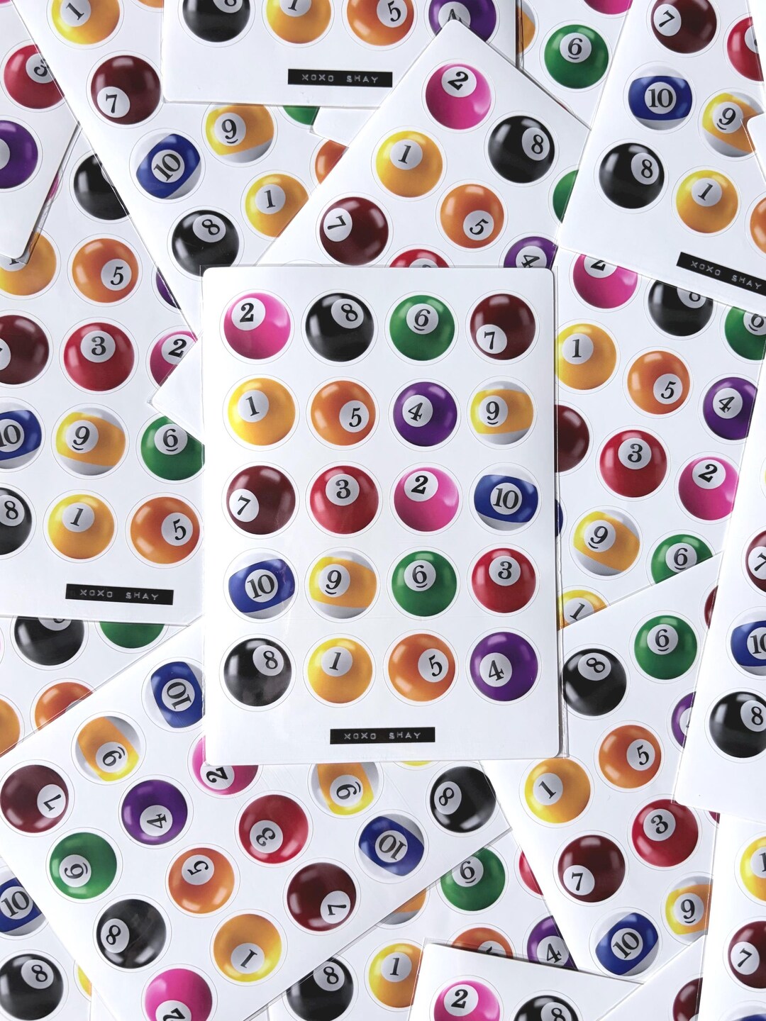 Pool Ball Sticker Sheet, Scrapbook Planner Stickers (5x7