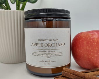 Apple Orchard Beeswax Candle | 100% Pure Beeswax, Essential Oils, Organic Coconut Oil | Hand poured in Kentucky | Clean, Non-Toxic | Local