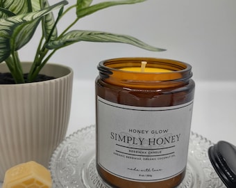 Simply Honey Beeswax Candle | 100% Pure Beeswax, Essential Oils, Organic Coconut Oil | Hand poured in Kentucky | Clean, Non-Toxic | Local