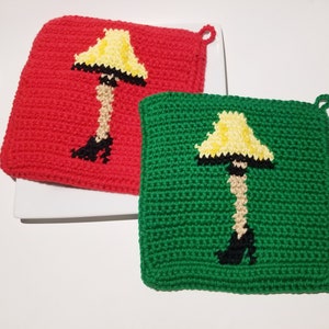 Leg Lamp Crochet Potholders - Christmas Story Inspired - Set of 2