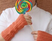 Persimmon Orange Fingerless Gloves for Women or Men, Crochet Wrist Warmers, Fingerless Gloves, Arm Warmers, Fingerless Mittens MADE TO ORDER