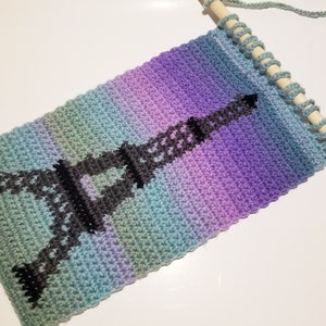 Eiffel Tower Crochet Wall Hanging for Girls Room or Paris, France Themed Room, Handmade Wall Deco Art